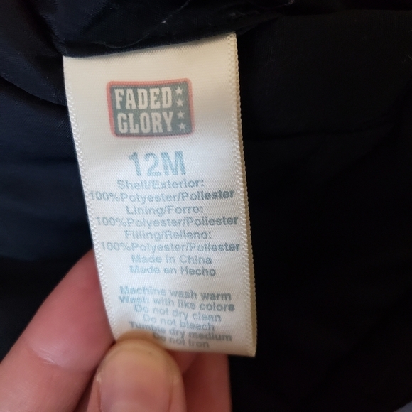 Faded Glory Baby Boy 12 Months Reversible Jacket Black Grey Fleece - Picture 2 of 5